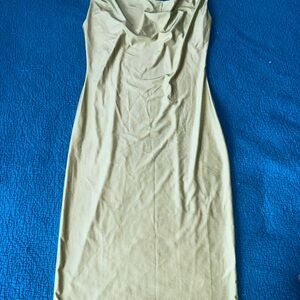 Iris Sleeveless Cowl Neck Slip Dress in Olive Green